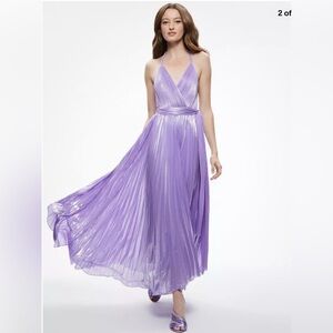 Alice + Olivia Arista Sleeveless Halter Neck Pleated Maxi Dress Size 12 Solstice